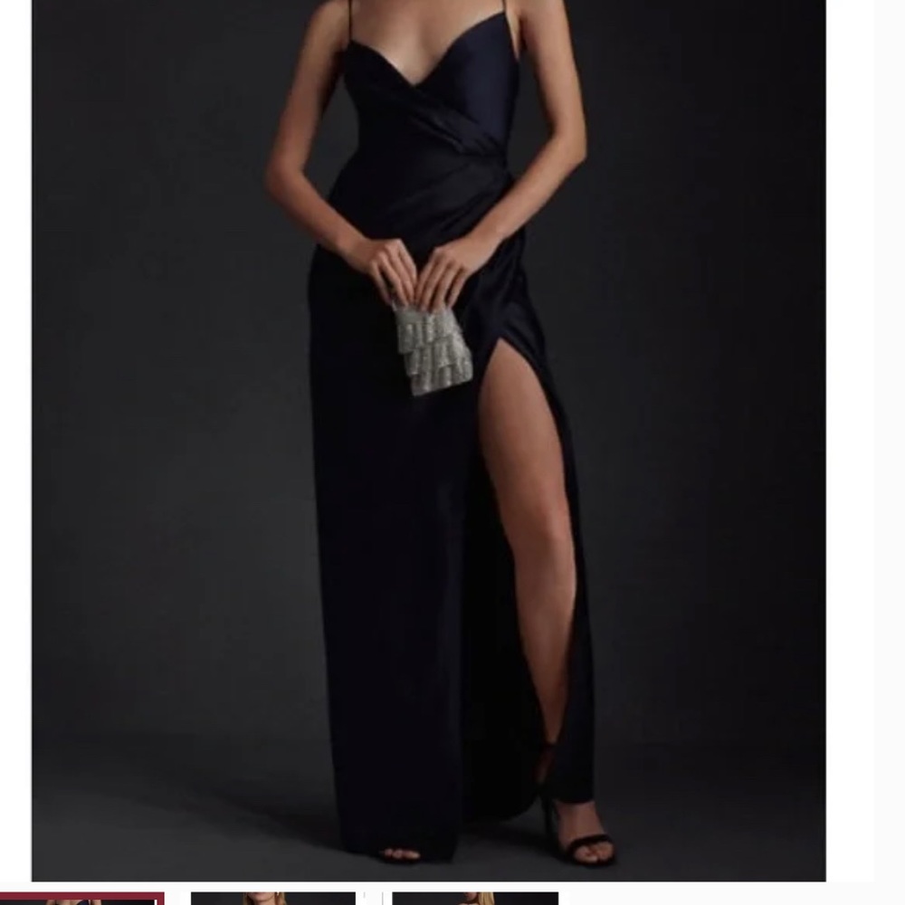 NWT BHLDN Freya Satin Charmeuse Dress-Midnight